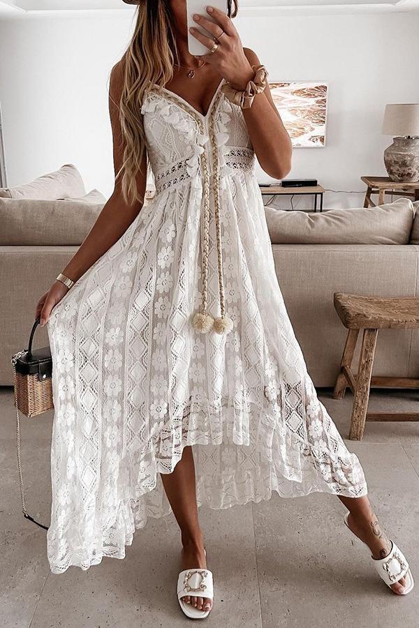 Stunncal Crochet Fringe Lace Dress