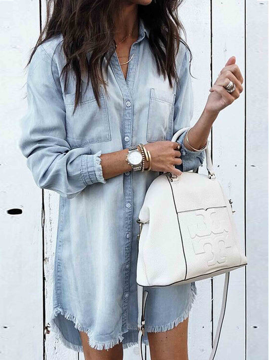 Stunncal  Hot Sexy Denim Shirt Dress