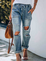 Stunncal ripped Lace-Up Jeans