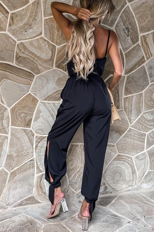 Stunncal Pocketed Satin Wrap Jumpsuit