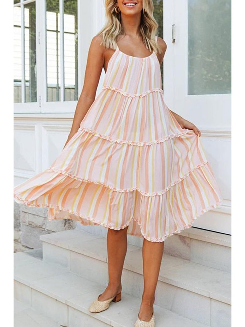 Stunncal Elegant Solid Color Sling Dress