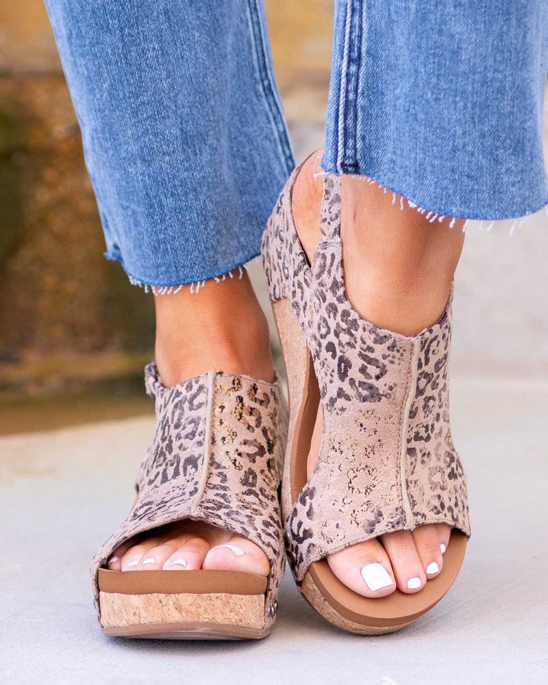 Stunncal Leopard Wedge Sandals