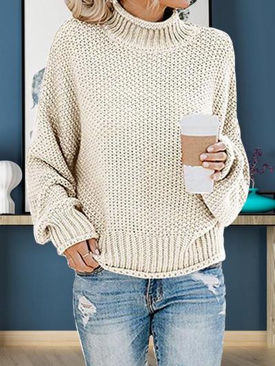Stunncal  High Neck Solid Color Sweater
